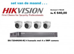 set van de maand maart 2020 Hikvision Hybride DVR 4 kanaals met 4 x 5M