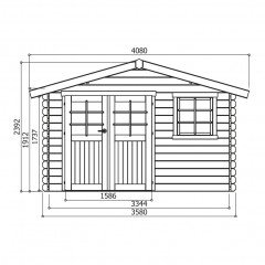 Tuinhuis-Blokhut Chimay : 3580 x 2980-390 mm