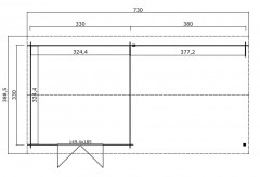 Tuinhuis-Blokhut Madita (1022553): 730 x 350 cm