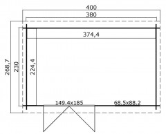 Tuinhuis-Blokhut Amira 230 (1009512): 400 x 250 cm