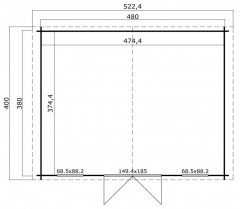 Tuinhuis-Blokhut Udo 380 (1009536): 500 x 400 cm