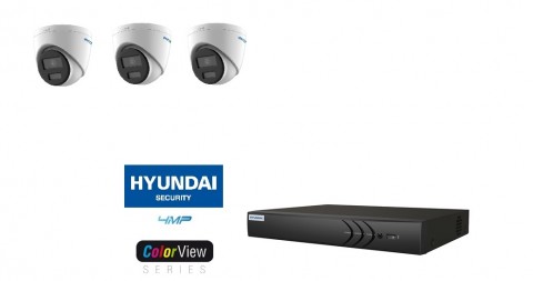 Hyundai cctv-kit met 3 x 4MP Color-vu camera