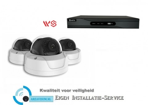 Safire Camerabewaking set met 3 x 8MP HD Dome camera