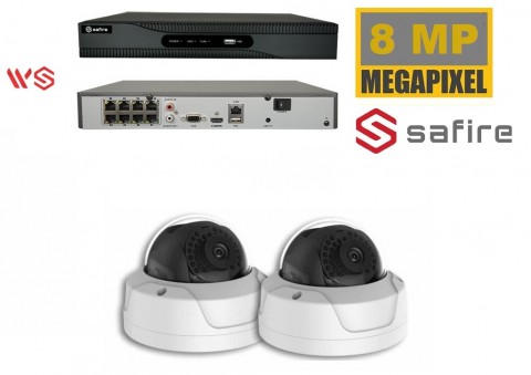 Safire Camerabewaking set met 2 x 8MP HD Dome camera