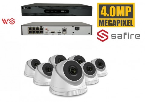 SAFIRE KIT1 Safire set 7x 4 Mega pixel Camera 1tb schijf wit