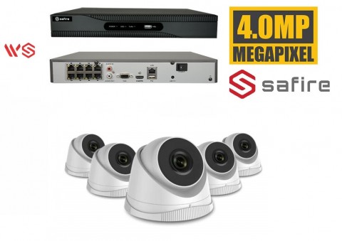 SAFIRE KIT1 Safire set 5x 4 Mega pixel Camera 1tb schijf wit