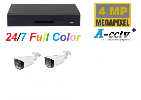 A-CCTV  NVR met 2 x 4 MP Full Color camera 2 weg audio