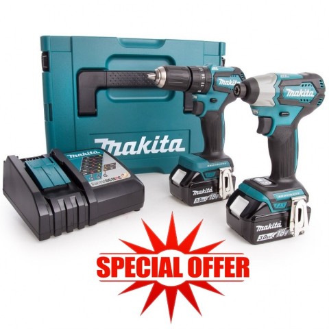 Makita DLX2221J2 18V Brushless Combiset DD155   DHP483