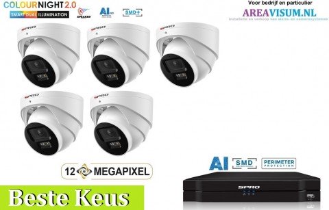 NVR 1TB met 5 x 4MP camera COLOUR NIGHT 2 0 met microfoon 