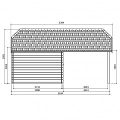 Tuinhuis-Blokhut Cork: 3980 x 2980 + 2654mm