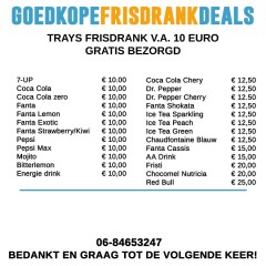 woensdag en zaterdag gratis bezorgd trays frisdrank en slagersworsten