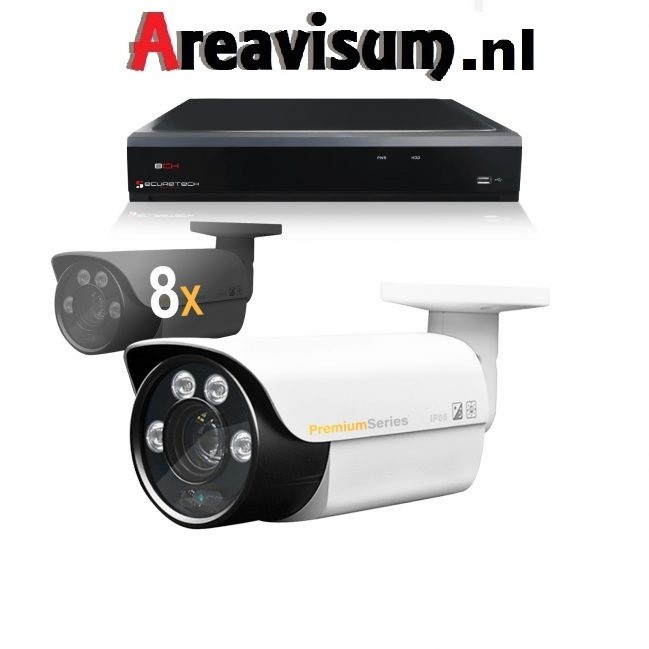  Camerabewaking set 8 x Bullet camera 4MP 2K HD Analoog 