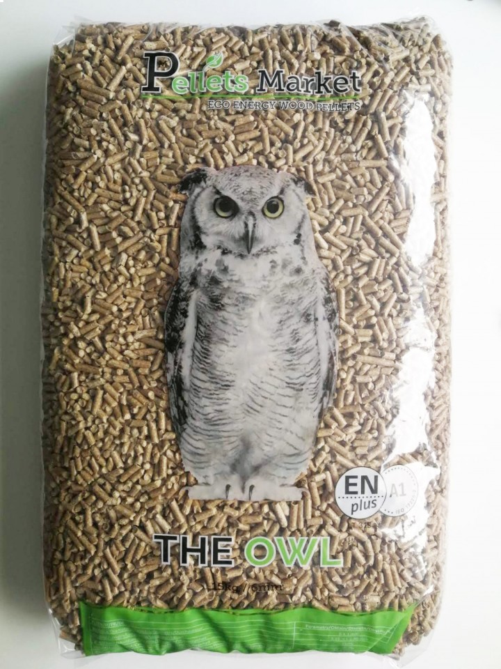 ENplus A1 houtpellets THE OWL  6 mm  15kg   Te Koop