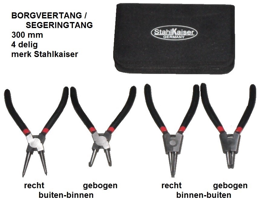 Nieuwe BORGVEERTANGEN set 300 mm  4 delig  lengte  300 mm Stahlkaiser