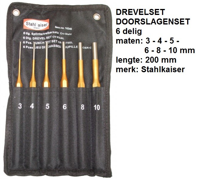 Nieuwe DREVEL SET DREVELS DREVELSET DOORSLAGEN SET DOORSLAGENSET 6 del