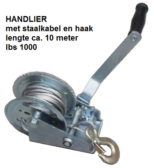 Nieuwe HANDLIER 10 meter staalkabel met haak 1000lbs