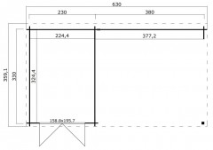 Tuinhuis-Blokhut Narelle: 630 x 350 cm GEIMPREGNEERD.