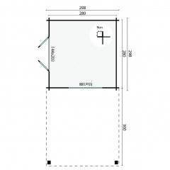 Tuinhuis-Blokhut prieel Dellinger: 298x300+298 cm