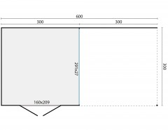 Tuinhuis-Blokhut Telma met overkapping: 300+298x300cm