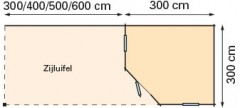 Tuinhuis-Blokhut Houtduif 300x300 met Luifel 400cm