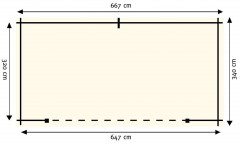 Tuinhuis-Blokhut G6634 ZG- zonder glas: 667 x 340 cm