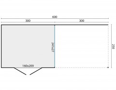 Tuinhuis-Blokhut Rosanne met overkapping: 300+298x250cm