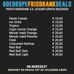 vrijdag en zaterdag gratis bezorgd tray s frisdrank